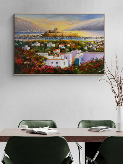 Gün Batarken Bodrum Kalesi Yağlı Boya Tablosu