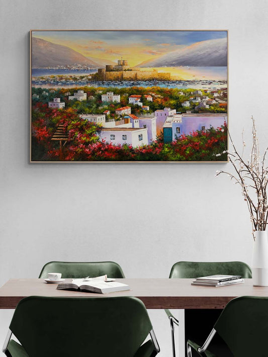 Gün Batarken Bodrum Kalesi Yağlı Boya Tablosu
