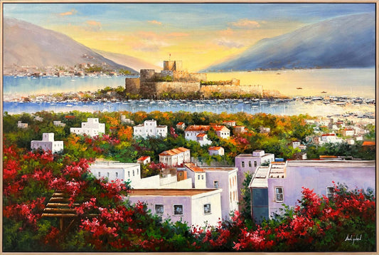 Gün Batarken Bodrum Kalesi Yağlı Boya Tablosu