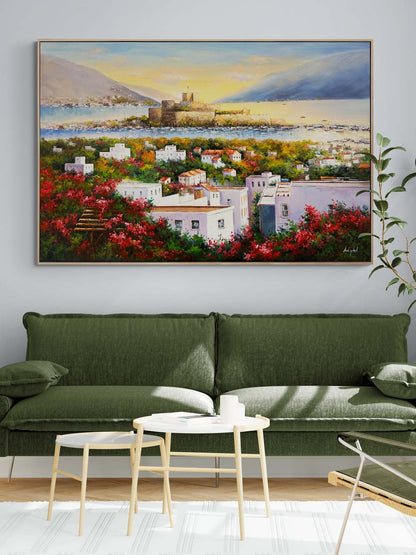 Gün Batarken Bodrum Kalesi Yağlı Boya Tablosu