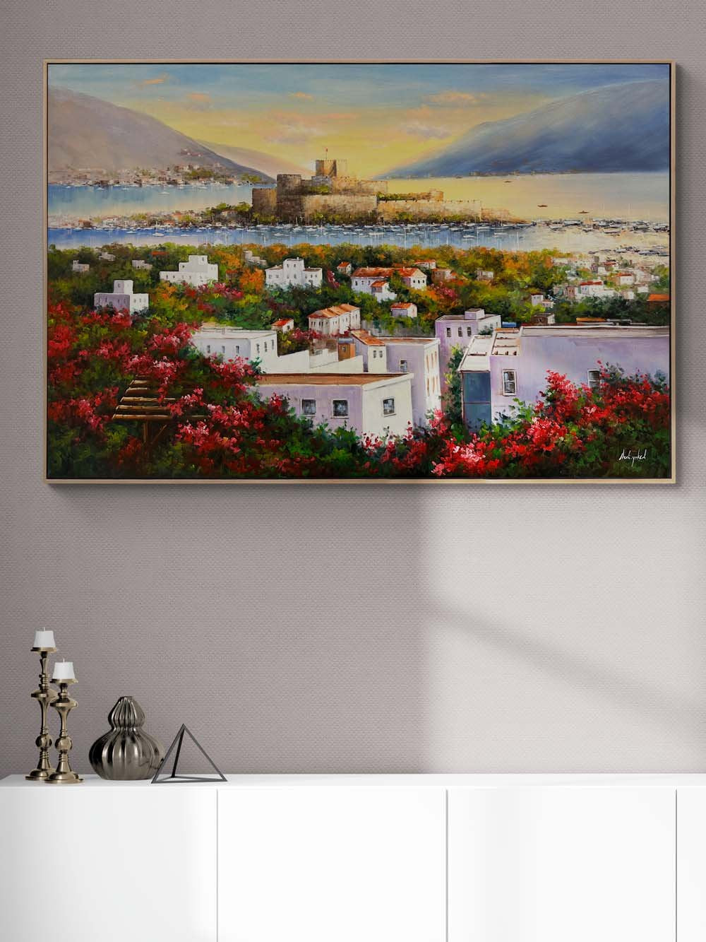 Gün Batarken Bodrum Kalesi Yağlı Boya Tablosu