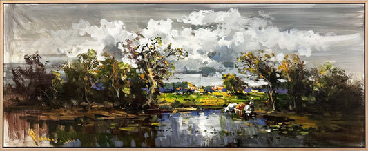 Köyün Sessiz Ritmi Yağlı Boya Tablosu