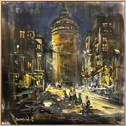 Geçmişin Fısıltısıda Galata Yağlı Boya Tablosu