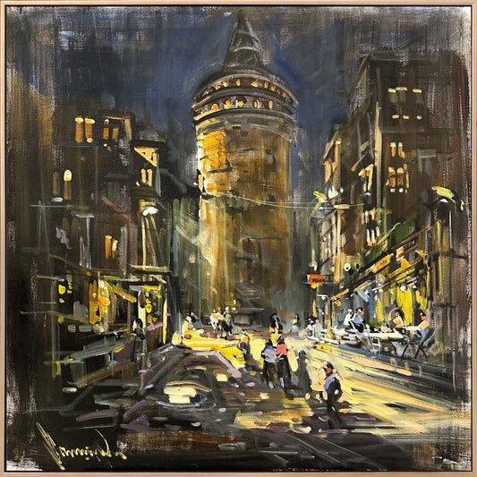 Geçmişin Fısıltısıda Galata Yağlı Boya Tablosu