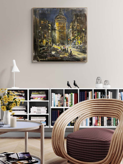 Geçmişin Fısıltısıda Galata Yağlı Boya Tablosu