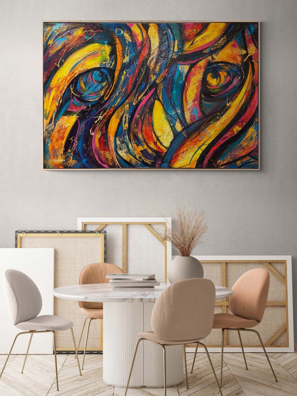 Renkli Düşler Melodisi Yağlı Boya Tablosu