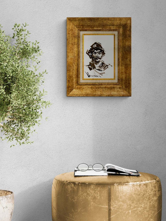 Çizgisel Portre Yağlı Boya Tablosu