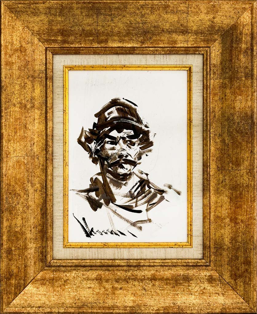 Çizgisel Portre Yağlı Boya Tablosu