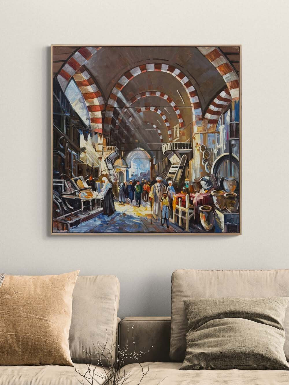 Tarihi Çarşının Yankıları Yağlı Boya Tablosu