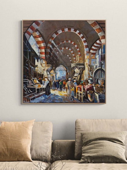 Tarihi Çarşının Yankıları Yağlı Boya Tablosu