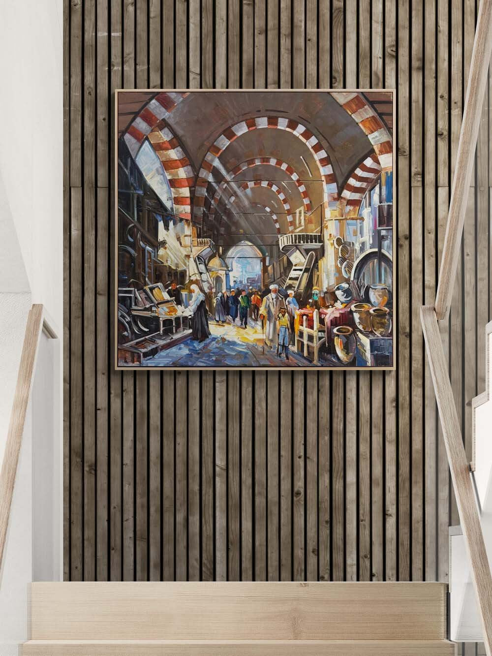 Tarihi Çarşının Yankıları Yağlı Boya Tablosu