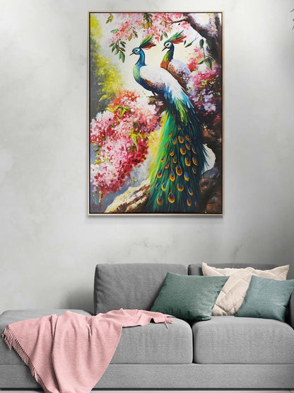 Bahçede Tavus Kuşları Yağlı Boya Tablosu