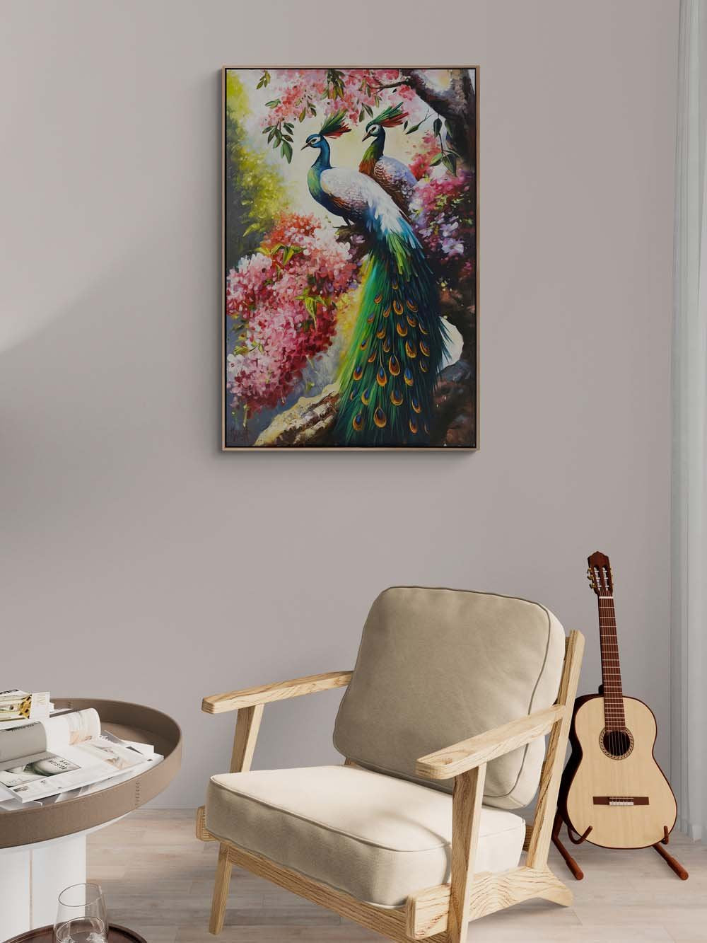 Bahçede Tavus Kuşları Yağlı Boya Tablosu