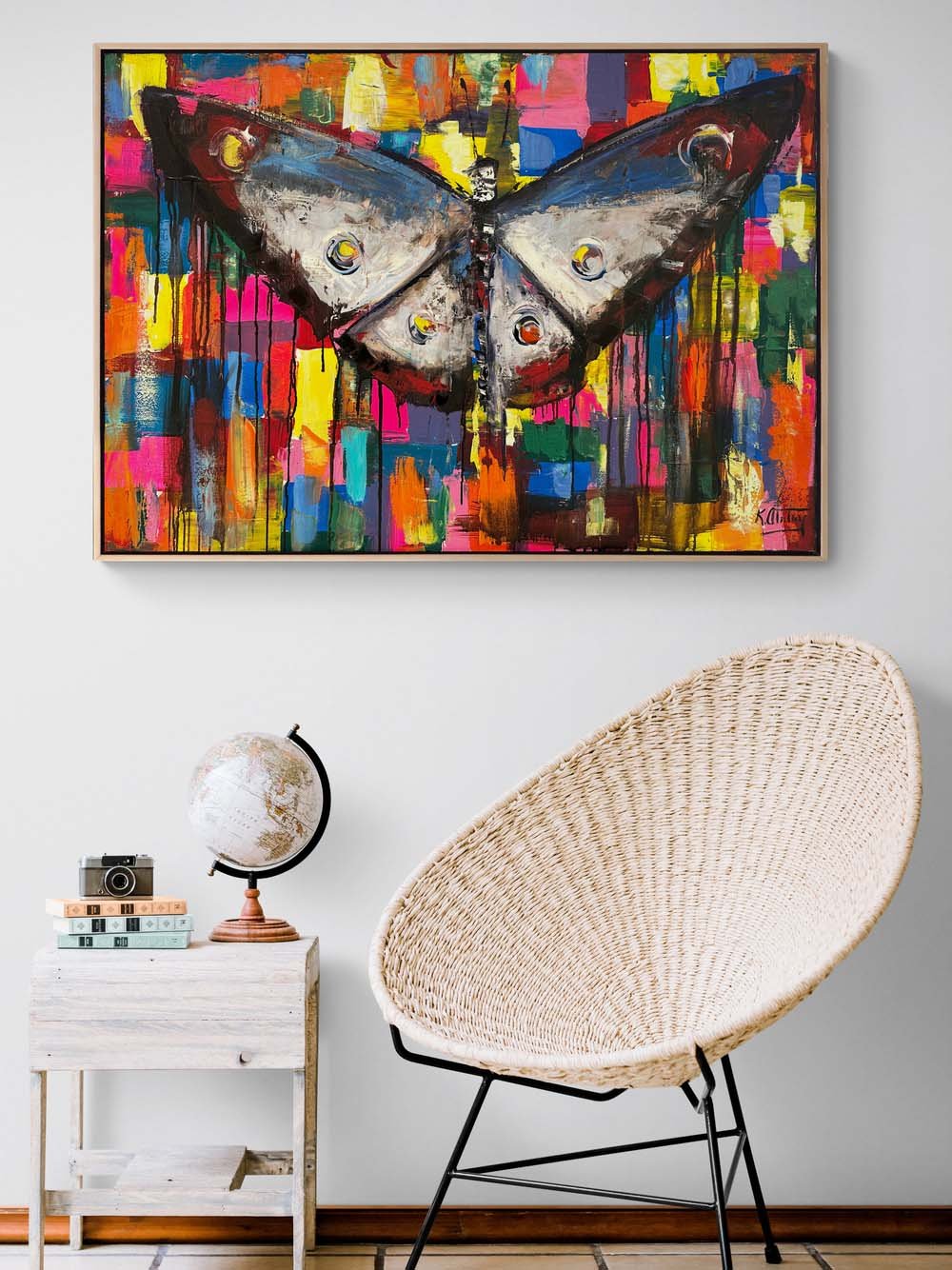 Kelebek ve Renkli Düşler Yağlı Boya Tablosu