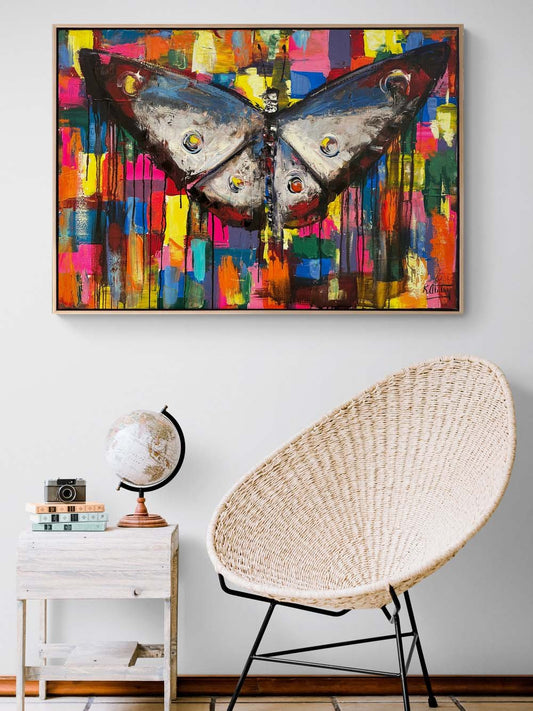 Kelebek ve Renkli Düşler Yağlı Boya Tablosu
