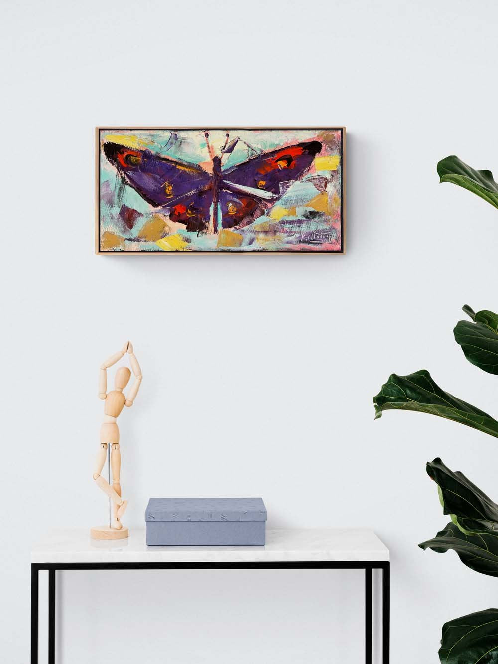 Mor Kelebek Kanatları Yağlı Boya Tablosu