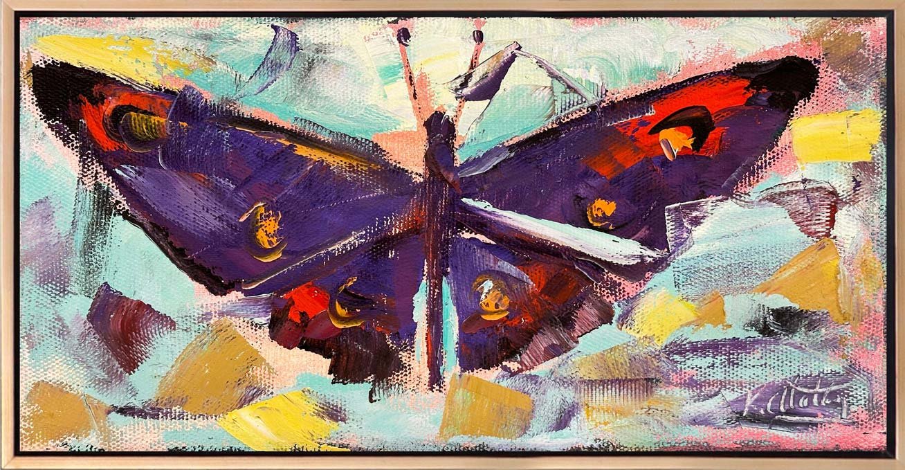 Mor Kelebek Kanatları Yağlı Boya Tablosu