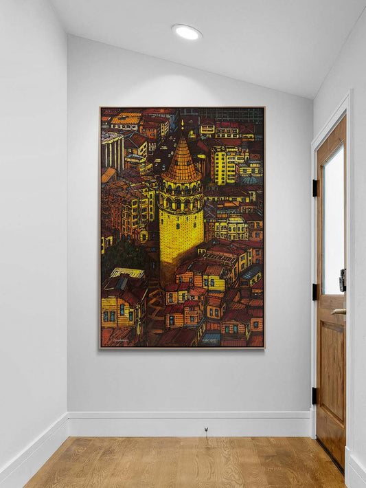 Galata'nın Işığında İstanbul Yağlı Boya Tablosu