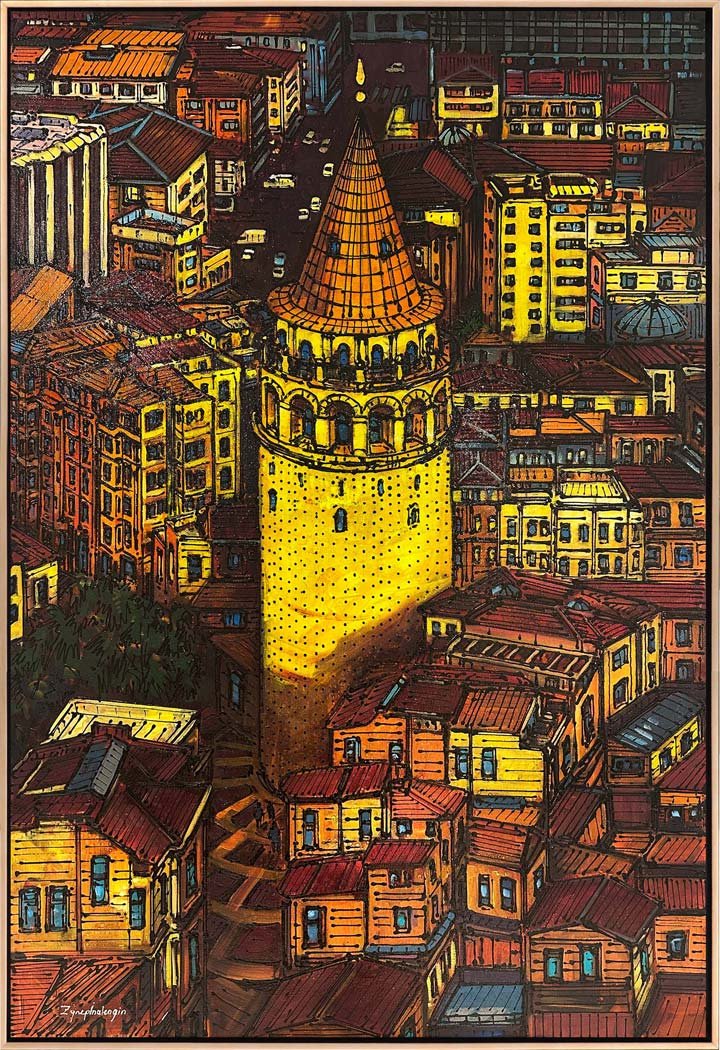 Galata'nın Işığında İstanbul Yağlı Boya Tablosu