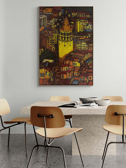 Galata'nın Işığında İstanbul Yağlı Boya Tablosu