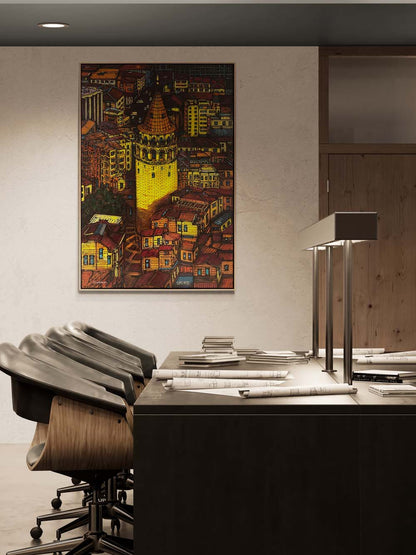 Galata'nın Işığında İstanbul Yağlı Boya Tablosu