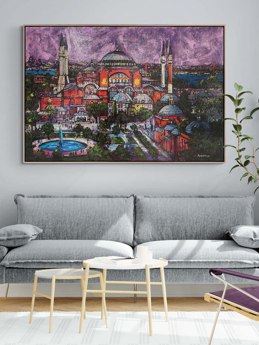 Ayasofya Cami'de Zaman Yağlı Boya Tablosu