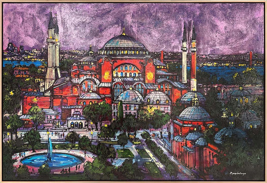 Ayasofya Cami'de Zaman Yağlı Boya Tablosu