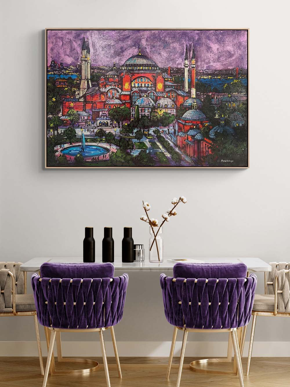 Ayasofya Cami'de Zaman Yağlı Boya Tablosu