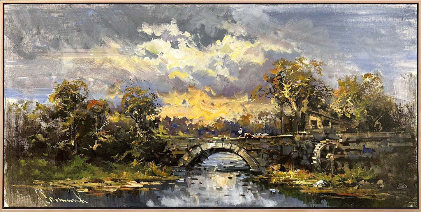 Taş Köprüde Sonbahar Yağlı Boya Tablosu