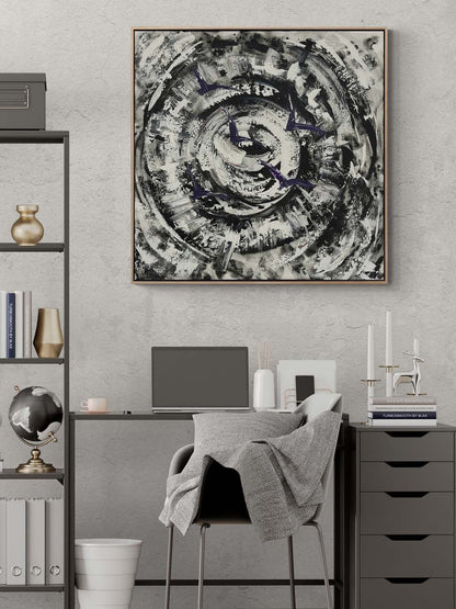 Özgür Mor Kuşlar Yağlı Boya Tablosu