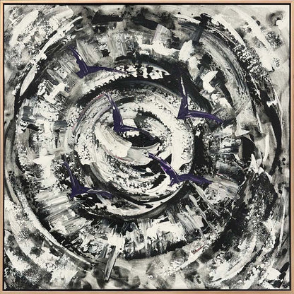 Özgür Mor Kuşlar Yağlı Boya Tablosu