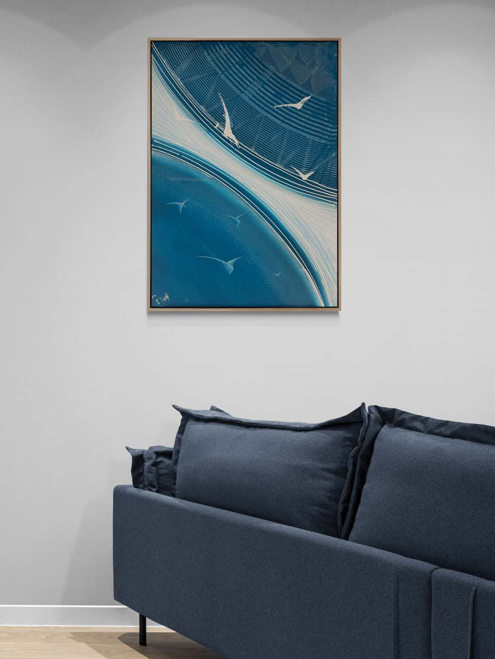 Modern Denizde Kuşlar Yağlı Boya Tablosu