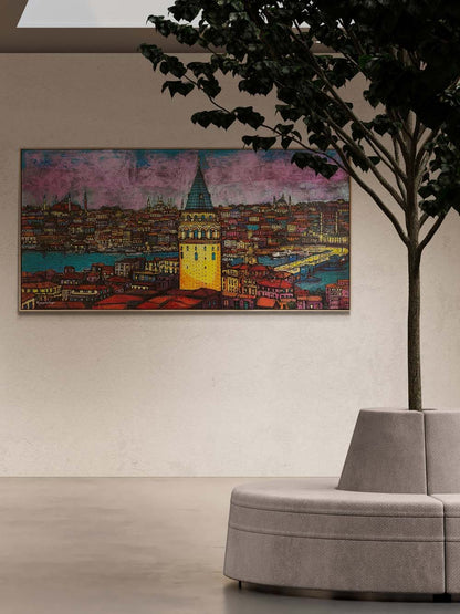 İstanbul Boğazının Işıltısı Yağlı Boya Tablosu