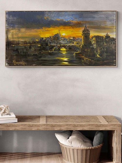 İstanbul Boğazında Akşamüstü Yağlı Boya Tablosu