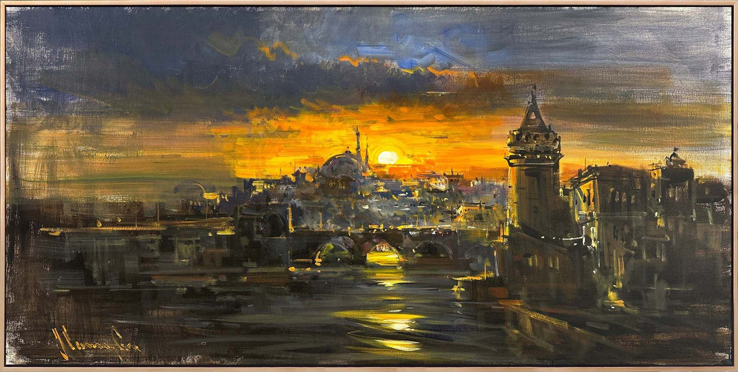 İstanbul Boğazında Akşamüstü Yağlı Boya Tablosu