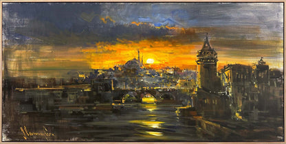 İstanbul Boğazında Akşamüstü Yağlı Boya Tablosu