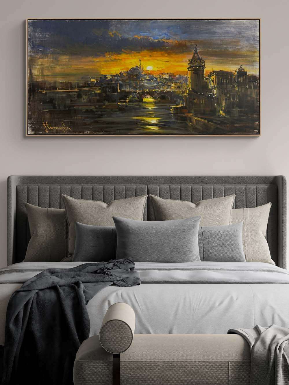 İstanbul Boğazında Akşamüstü Yağlı Boya Tablosu