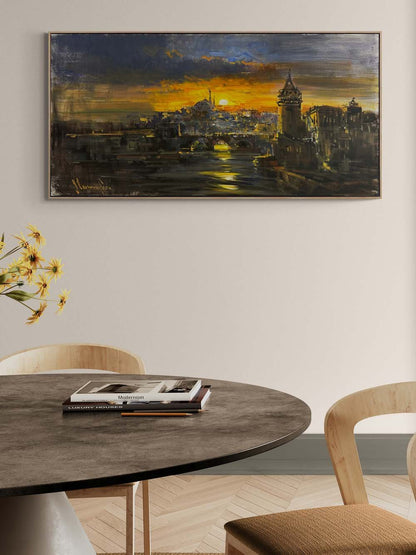 İstanbul Boğazında Akşamüstü Yağlı Boya Tablosu