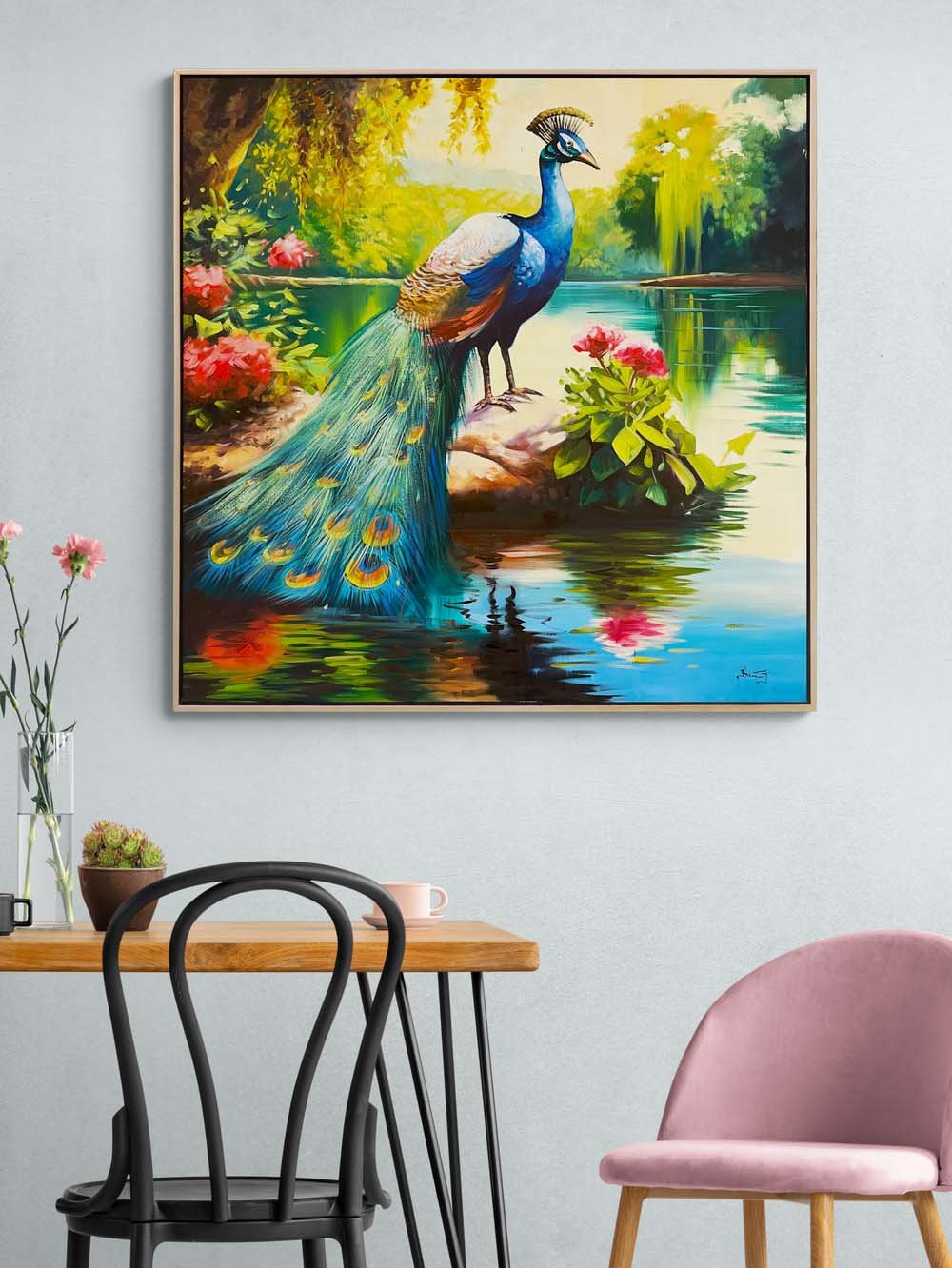 Tavus Kuşunun Masalı Yağlı Boya Tablosu