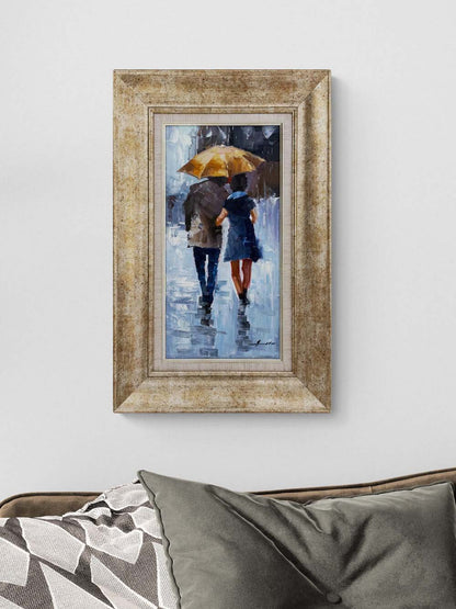 Yağmur Altında Aşıklar Yağlı Boya Tablosu