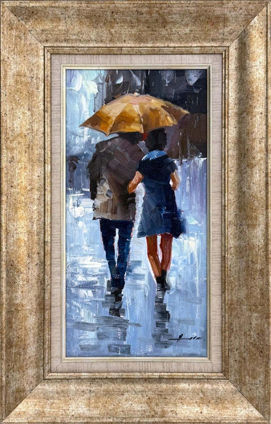 Yağmur Altında Aşıklar Yağlı Boya Tablosu