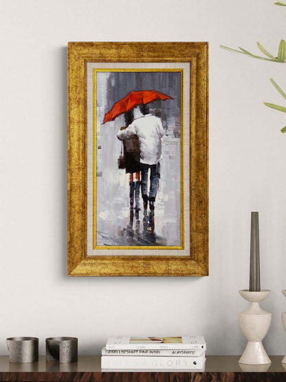 Kırmızı Şemsiyenin Altında Yağlı Boya Tablosu