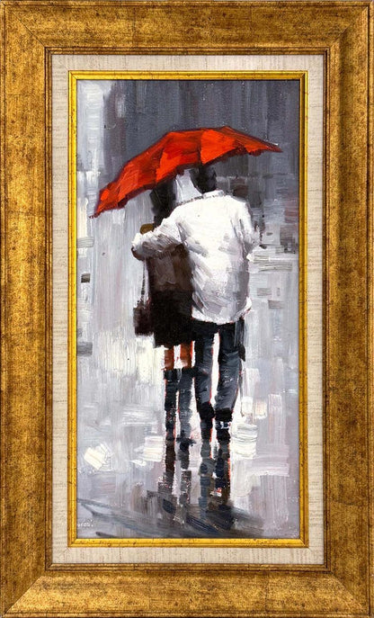 Kırmızı Şemsiyenin Altında Yağlı Boya Tablosu