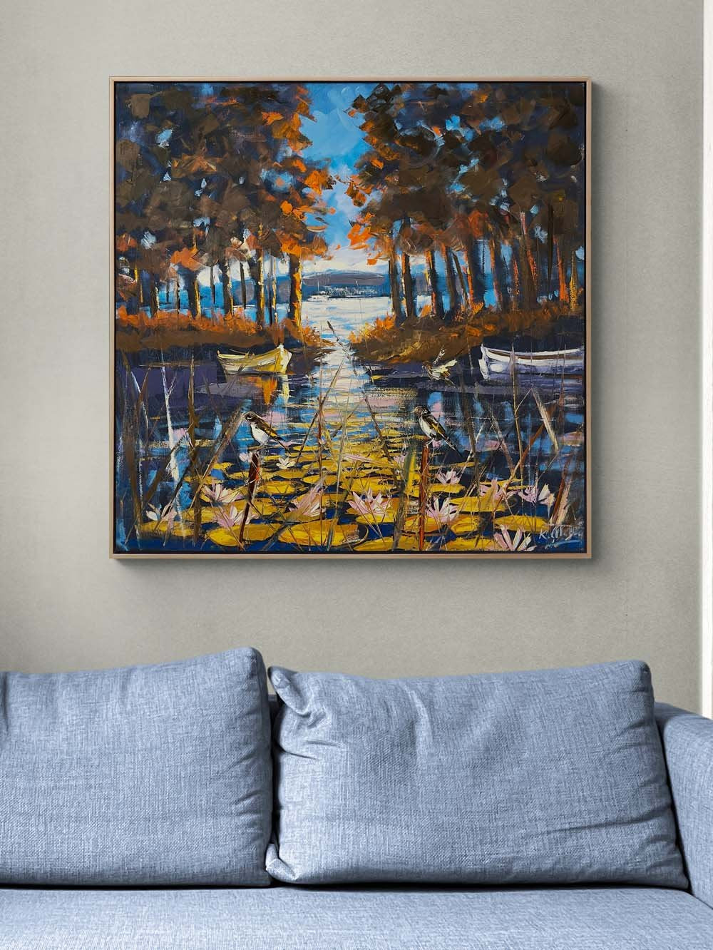 Nehirdeki Nilüferler Yağlı Boya Tablosu