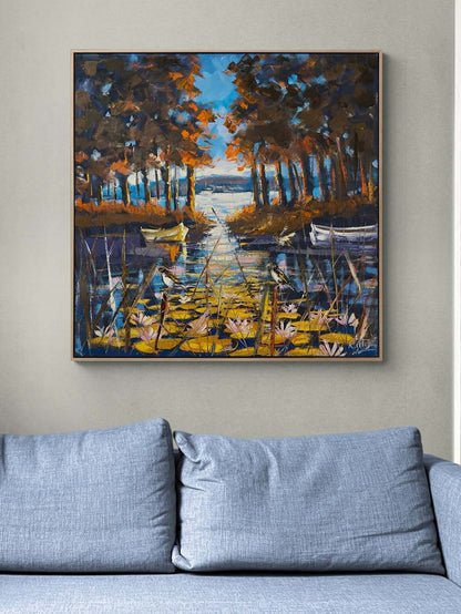 Nehirdeki Nilüferler Yağlı Boya Tablosu