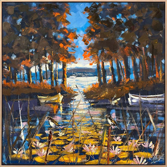 Nehirdeki Nilüferler Yağlı Boya Tablosu