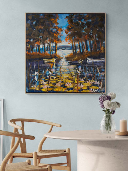 Nehirdeki Nilüferler Yağlı Boya Tablosu