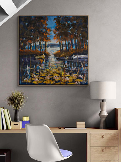 Nehirdeki Nilüferler Yağlı Boya Tablosu