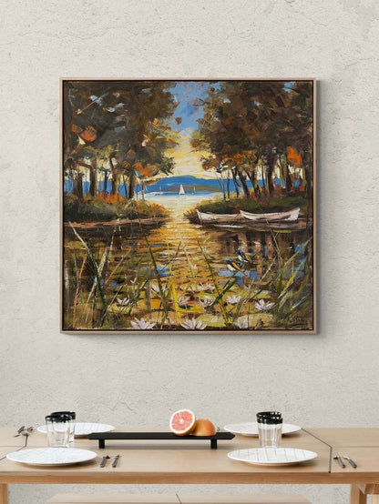 Sonbaharda Nilüferler Yağlı Boya Tablosu