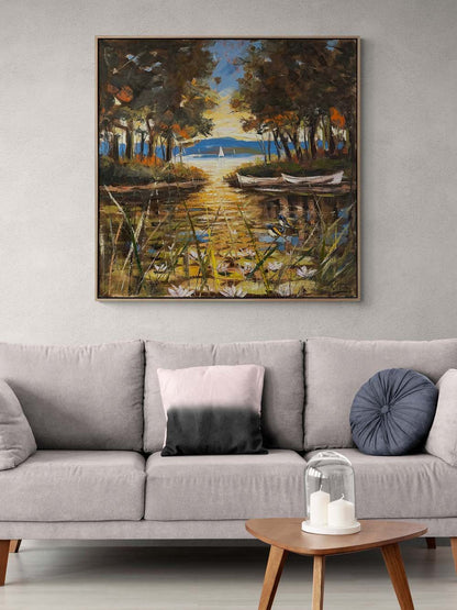 Sonbaharda Nilüferler Yağlı Boya Tablosu